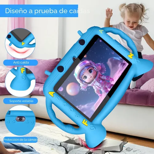 Vista 8 de Tableta para niños 7 pulgadas Tablet para niños 3-10 Android 11, 3GB +32GB ROM (azul) Todler tablet android 11