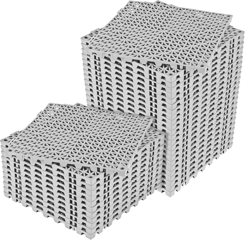 Vista 26 de ToLanbbt Cojín modular entrelazado 8P de 11.8 x 11.8 pulgadas, agujeros de drenaje de goma entrelazados antideslizantes para cubierta, ducha
