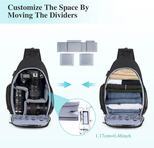 Vista 5 de BAIGIO Mochila para cámara pequeña para fotógrafos, resistente al agua, bolsa cruzada para cámara, mochila de viaje Caemra para cámara DSLR SLR sin