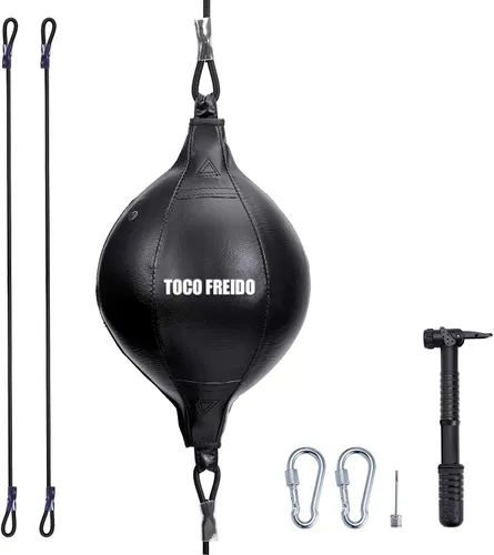 Vista 10 de TOCO FREIDO Bola de boxeo de doble extremo, bolsa de velocidad con niveles de dificultad Pelota refleja de boxeo con diadema, perfecta