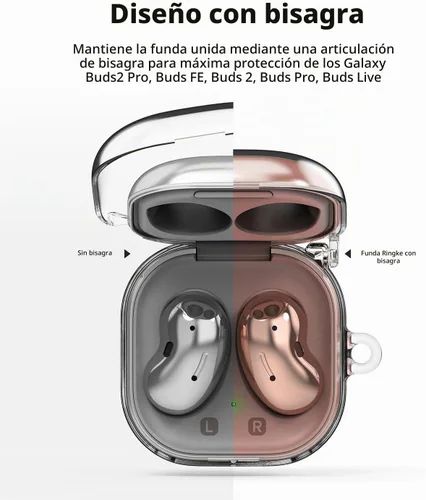 Vista 4 de Ringke Bisagra [No más decoloración] Compatible con Samsung Galaxy Buds 2 Pro Case, Buds 2, Buds Pro, Buds Live y Galaxy Buds FE, funda transparente