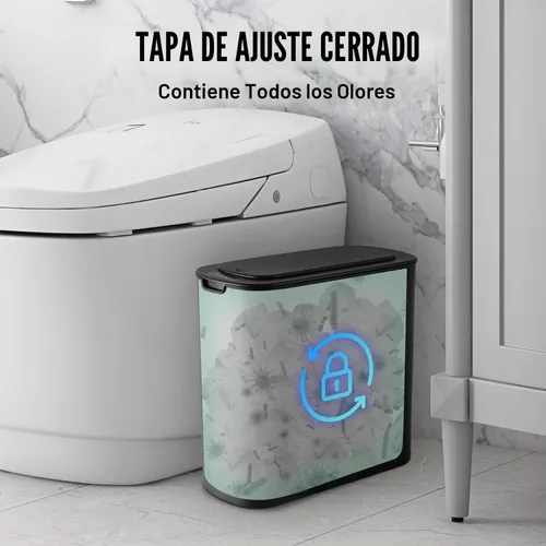 Vista 4 de Cesun Cubo de basura negro con sensor de movimiento automático para baño con tapa, cubo de basura sin contacto de 2.6 galones, cubo de basura