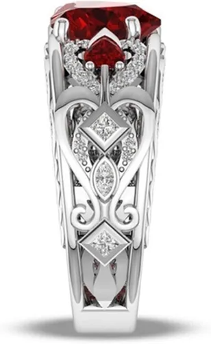 Vista 6 de Anillo de acero inoxidable con forma de corazón y circonita para mujer, tendencia de moda, anillo de circón de diamante completo, joyería
