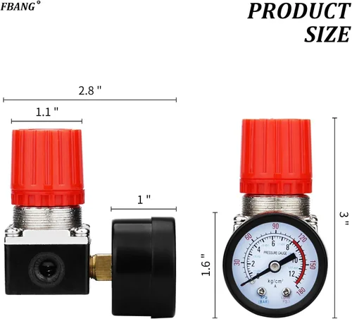 Vista 7 de Regulador de presión del compresor de aire con indicador de dial, medidor de aire de 0-175 PSI para compresor de aire y herramientas de aire