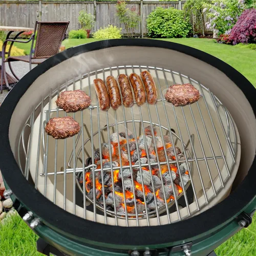 Vista 7 de onlyfire Canasta de cenizas de carbón para Huevo Verde Grande pequeño, contenedor de carbón de acero inoxidable con asas, accesorios para parrilla