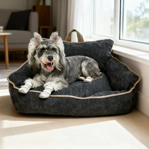 Vista 4 de Cama lavable para perros de tamaño mediano, camas para mascotas para perros medianos, sofá cama para perros con funda extraíble lavable, cálida