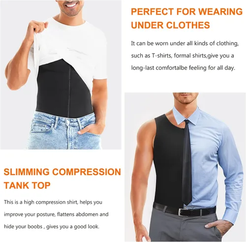 Vista 4 de Wonderience Camisetas de compresión para hombre, camiseta sin mangas con cremallera