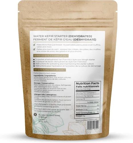 Vista 2 de Cultivo de masa madre deshidratada San Francisco para pan artesanal, activación de 24 horas, kit fácil para principiantes, paquete básico de masa