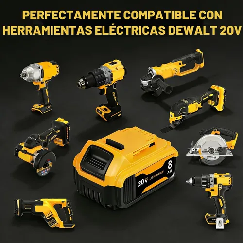 Vista 3 de Paquete de 4 baterías de repuesto de 8.0Ah para batería Dewalt de 20 V Max, compatible con DCB206 DCB200 DCB201 DCB204 2-Amarillo