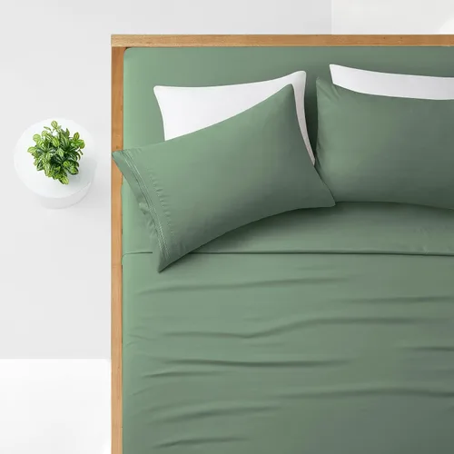 Vista 24 de Manyshofu Juego de sábanas de tamaño individual con bolsillos extra profundos, sábanas y fundas de almohada de 1800 hilos de lujo para hotel, juego