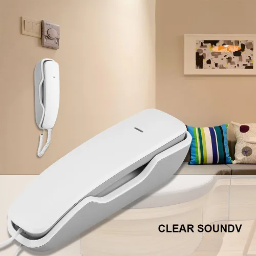 Vista 2 de Teléfono colgante, último número de teléfono de pared, función de silencio teléfonos de pared, para casa para el hogar (blanco)