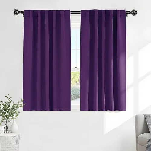 Vista 102 de PONY DANCE Cortinas cortas con aislamiento térmico para ventana pequeña, para guardería, baño, cocina, lavandería, caravana, sótano, 29 pulgadas