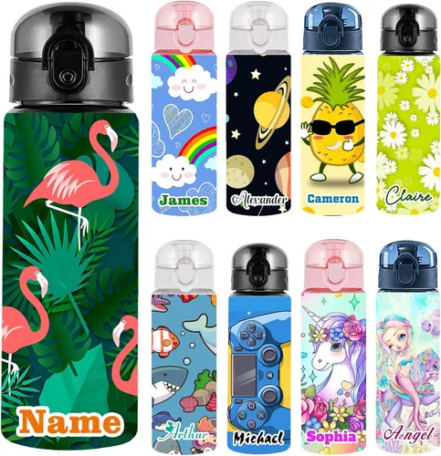 Vista 19 de Botellas de agua personalizadas con tapa, botella personalizada de 26 onzas con nombre, botellas de agua de plástico personalizadas, a prueba