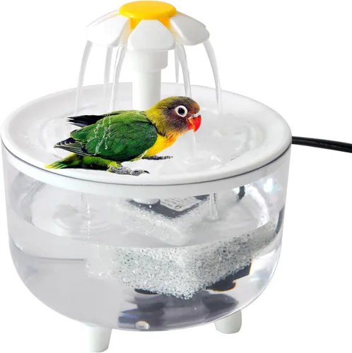Vista 7 de Baño Automático para Pájaros, Bañera de Loro con Fuente de Pétalos Filtro Circulante Jaula Baño de Pájaros Ducha Cacatúa Baño de Pájaros