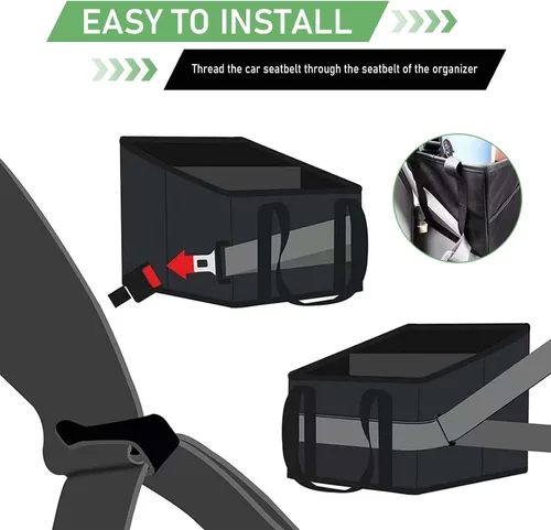 Vista 7 de Organizador de Asiento de Automóvil, Organizador de Automóvil para Asiento Trasero, Almacenamiento de Asiento de Auto Pequeño Plegable con Asas