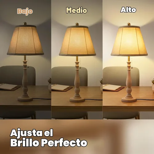 Vista 2 de LALISU Lámparas de mesa rústicas de granja para sala de estar, lámpara de noche bohemia de 24.41 pulgadas con interruptor de cadena para mesitas