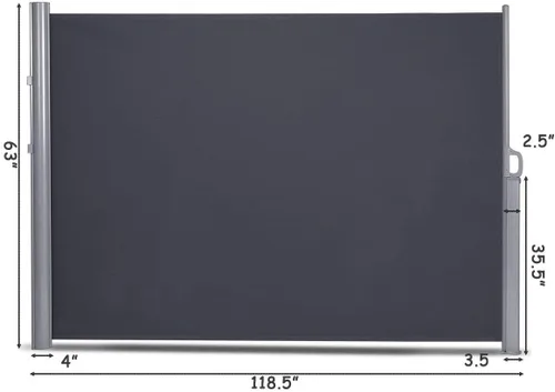 Vista 5 de Tangkula Toldo retráctil plegable para patio al aire libre, impermeable, divisor de privacidad (118.5 x 63 pulgadas, gris)