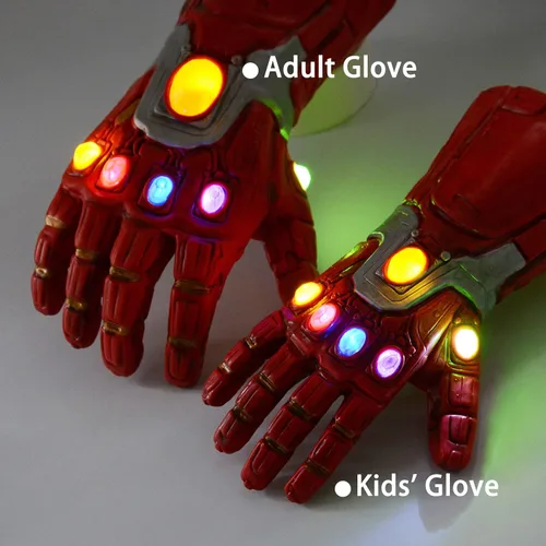 Vista 2 de RRANYF Guante de mano rojo infinito de látex con luz LED para regalo para Halloween y fiesta de cosplay color rojo para niños Rojo