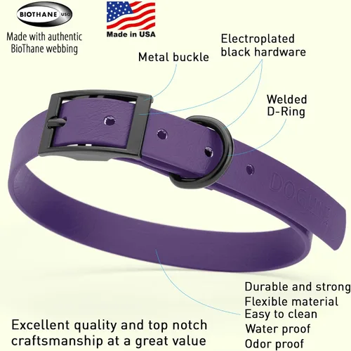 Vista 285 de Dogline Biothane - Collar impermeable para perro con hebilla de liberación rápida, resistente cincha de nailon recubierta con resistente y a prueba