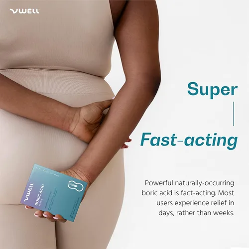 Vista 4 de Supositorios vaginales de ácido bórico VWELL - Mantiene y equilibra el pH vaginal saludable y el microbioma para manejar el olor, picazón, ardor e