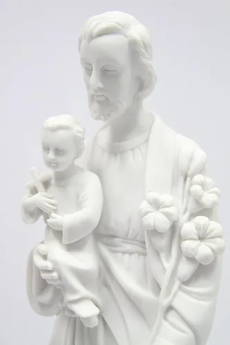 Vista 5 de Vittoria Collection Figura de escultura italiana de San José con niño de 19 pulgadas, hecha en Italia, para jardín interior y exterior
