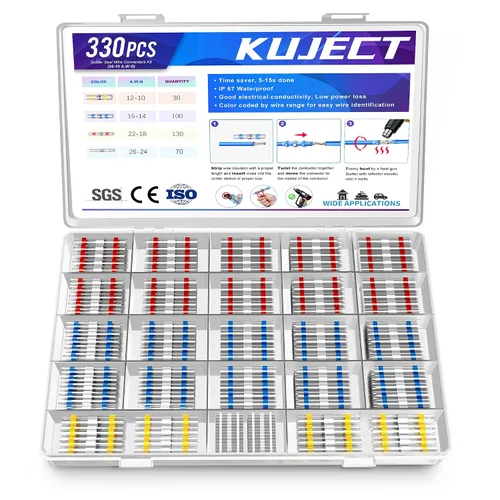 Vista 8 de Kuject Kit de Conectores de Cable de Sellado de Soldadura Termorretráctil 120 PCS, Conector de Tope Impermeable Terminales Eléctricos