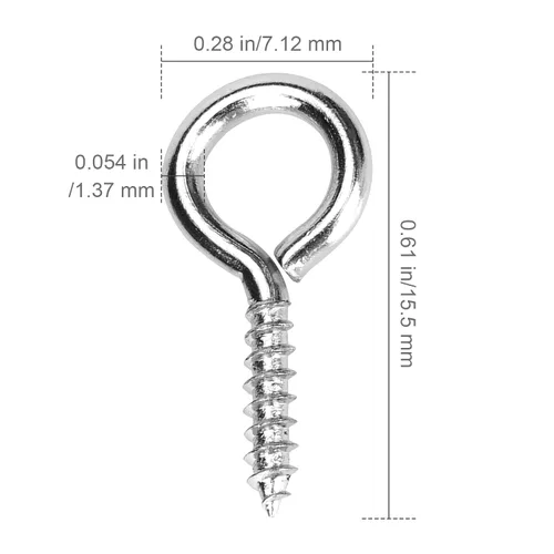 Vista 3 de Aovchei - 150 tornillos de ojo de acero inoxidable 304 de 0.59 pulgadas, ganchos de tornillo Rust-Resistant Self Tapping Eyelet Bolts for Wood