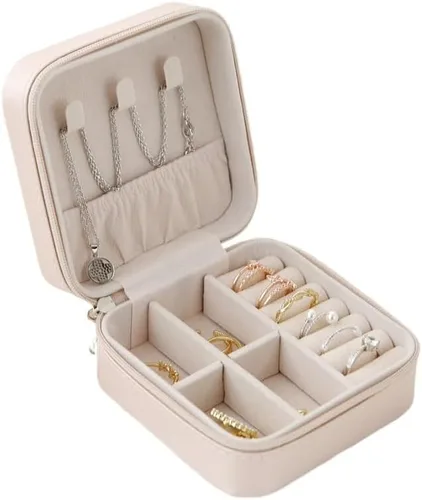 Vista 2 de joyero Caja De Almacenamiento De Cuero Para Pendientes, Organizador De Joyas, Estuche De Joyería De Viaje, Tamaño Pequeño, Venta Al Por Mayor joyas