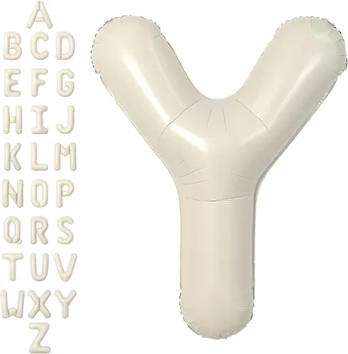 Vista 26 de SUWEN Globos de helio grandes de 102 cm (40 pulgadas) con letra S en color crema. Globos grandes de papel de aluminio con letra en helio, de A a Z.