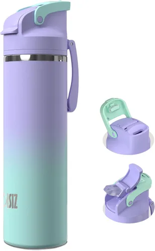 Vista 20 de OISIZ Botella de agua aislada de 24 onzas con boquilla 2 en 1 y tapa de popote, cierre de seguridad de un clic, 100% a prueba de fugas, mantiene
