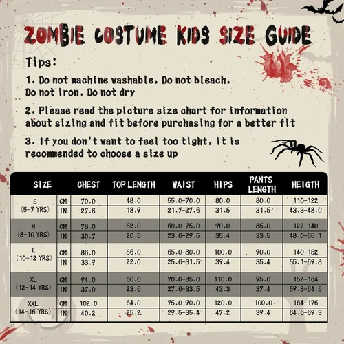 Vista 2 de Disfraz de zombi para niños, disfraz de zombi de esqueleto de Halloween para niños, disfraz de zombi muerto vivo con juguetes de motosierra