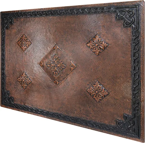 Vista 3 de Kitchen Backsplash, Diamonds with Celtic Border Copper Backsplash, Victorian Copper Backsplash Panel, Handmade Copper Backsplash Tile, Indoor