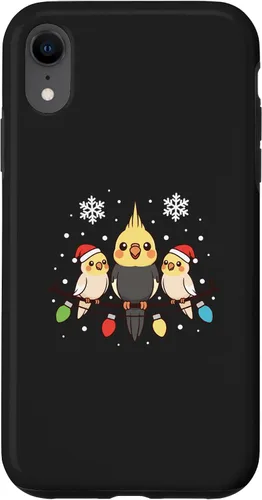 Vista 25 de Bird Cockatiel Holiday Trio Perched Cartoon Cheer Case for iPhone 16