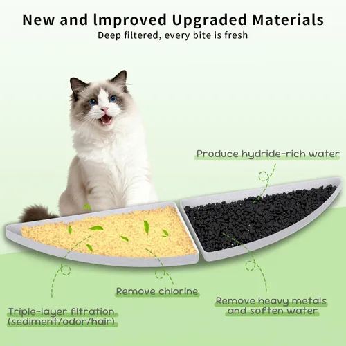 Vista 4 de Filtros para fuente de agua para gatos sin cable, juego de 4 meses de filtros de repuesto para fuente de agua ultra silenciosa para mascotas