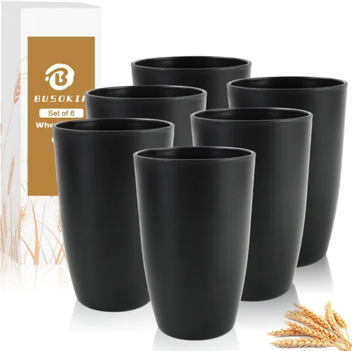 Vista 26 de Vasos de paja de trigo de 16 onzas, vasos de plástico
