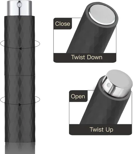 Vista 4 de LISAPACK Botella de spray atomizador de perfume 8ML (2 PCS) Dispensador de colonia vacío portátil (negro, gris)