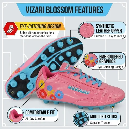 Vista 4 de Zapato de fútbol de Vizari Blossom FG, niño pequeño Rosado/Azul