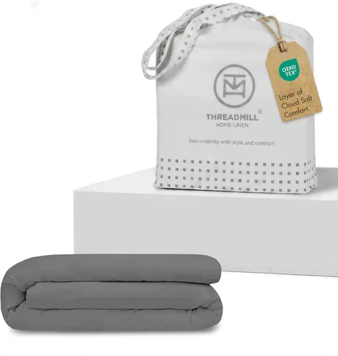 Vista 18 de Threadmill - Juego de funda de edredón de tamaño individual y color beige, funda de edredón transpirable, juego de 2 piezas de funda de edredón
