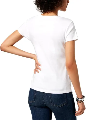 Vista 2 de Tommy Hilfiger Camiseta de manga corta con cuello redondo para mujer, Rojo