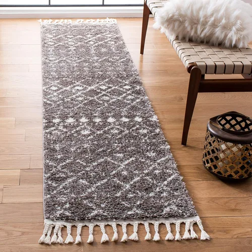 Vista 12 de SAFAVIEH Berber Fringe Shag Collection - Alfombra decorativa de 2 pies 2 pulgadas x 4 pies, color crema y gris oscuro, diseño que no desprende