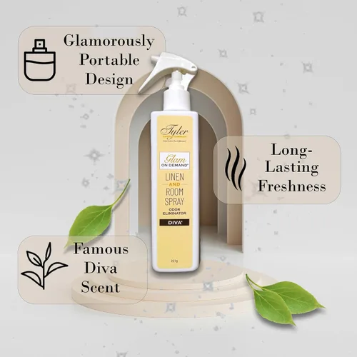 Vista 3 de Tyler Glam on Demand - Spray para Ropa de Cama y Habitación Aroma Diva Paquete de 2 - Paquete de Ambientador y Eliminador de Olores con Bolígrafo