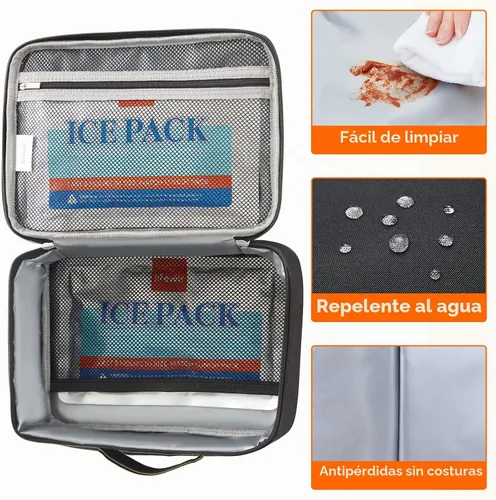 Vista 4 de Lifewit Lonchera congelable, bolsa de almuerzo reutilizable aislada con 2 paquetes de hielo, mini bolsa refrigeradora de aperitivos para caja Bento