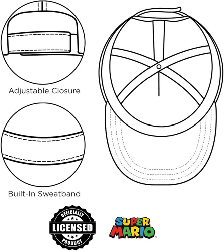 Vista 5 de Nintendo Boys Baseball Cap Super Mario Adjustable Kids Hat for Ages 4-7