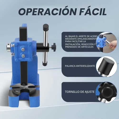 Vista 9 de Prensa manual de eje 0,5 toneladas, hierro fundido resistente Máquina de prensa de perforación de escritorio, para remachar agujeros de perforación