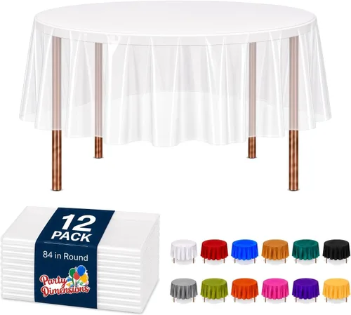 Vista 15 de Party Dimensions Mantel de plástico negro, paquete de 12 manteles rectangulares desechables de 54 x 108 pulgadas para mesas de 6 a 8 pies