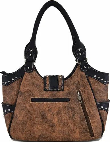 Vista 4 de Western Style Berry Conchos Cowgirl Country - Monederos de transporte para mujer, bolsos cruzados, bolsos de hombro para mujer, color marrón, Marrón