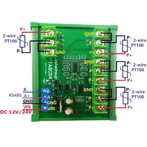 Vista 7 de 4ch 500 Celsius PT100 Thermocouple RTD emperature Sensor RS485 Temperature Sensor Module Modbus RTU Board Paperless Recorder (A 12V with Rail Box)