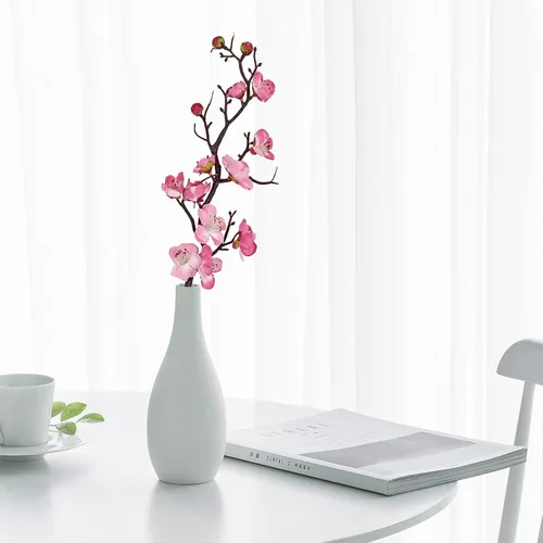 Vista 5 de MINYULUA 6 piezas de flores artificiales de flor de ciruelo rosa