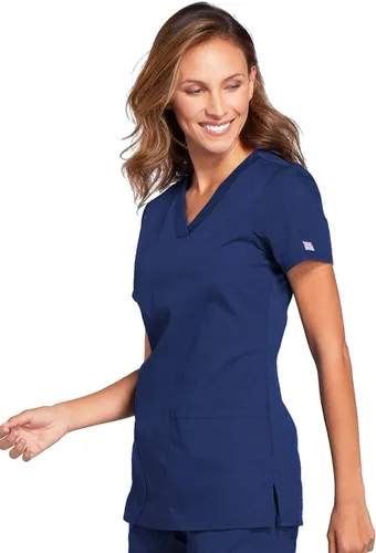Vista 4 de V-Neck Womens Scrubs Top Workwear Originals with Rib-Knit Back Panels WW645
