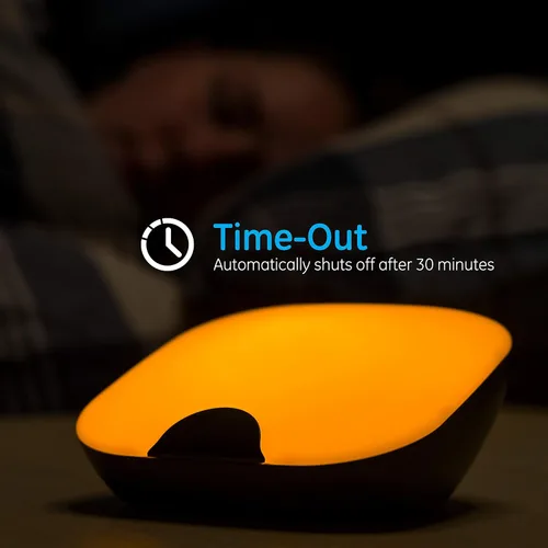 Vista 4 de Enbrighten SleepLite LED de mesa, luz nocturna, sensor táctil, regulable, luz de sueño ámbar/blanca, funciona con pilas, lámpara de noche, ideal